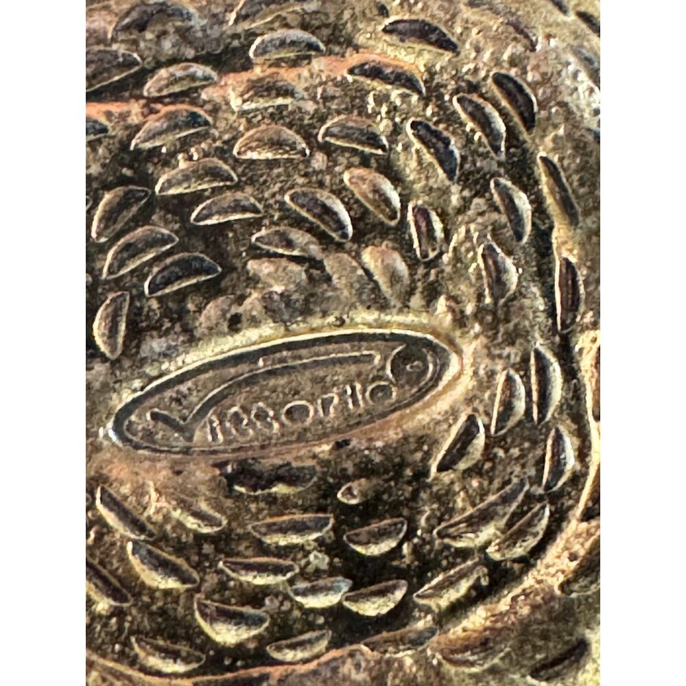 Vittorio Gold Tone Bracelet with Black Cabochons Ornate Medallion Link Design - Picture 3 of 6